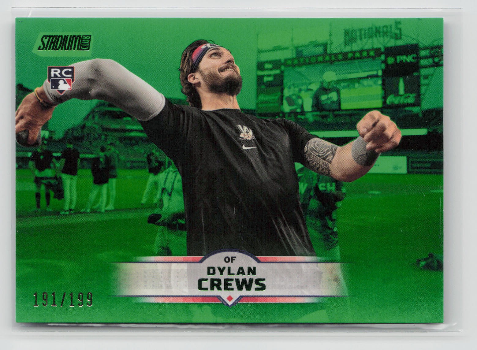 Dylan Crews #/199 ROOKIE 2025 Stadium Club Green Foil #102 Nationals RC