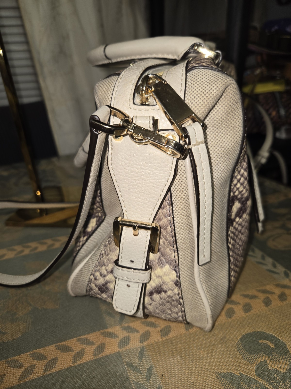 Michael Kors Python Embossed Julia Satchel Large … - image 4