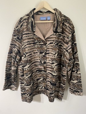Liz and Me Animal Print Leopard Tiger Zebra Cotton Jacket 3X NWOT