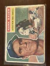 1956 TOPPS #177 HANK BAUER POOR YANKEES WHITE BACK