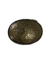 Floral Bronze Western Country Belt Buckle Made In Taiwan Metal Boho Womens Men  s