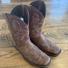 Texas Legacy Western Detailed Cowboy Boots Rodeo Square ToeLeather Sz 9