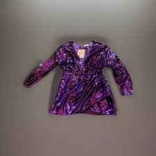 NWT purple sequin House of CB James long sleeve mini dress. L+