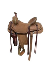 2-1242 16 inch Used Scott Thomas Hard Seat Rough Out Western Ranch Saddle