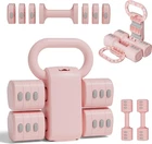 Adjustable Pink Dumbbell & Kettlebell Set for Women's Home Fitness 2.2-12.1Lbs