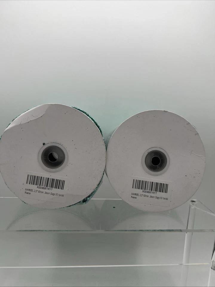 2x MAYREEL 2,5 pulgadas verde salvia brillo diamante malla cinta con cable Foto 3 de 4