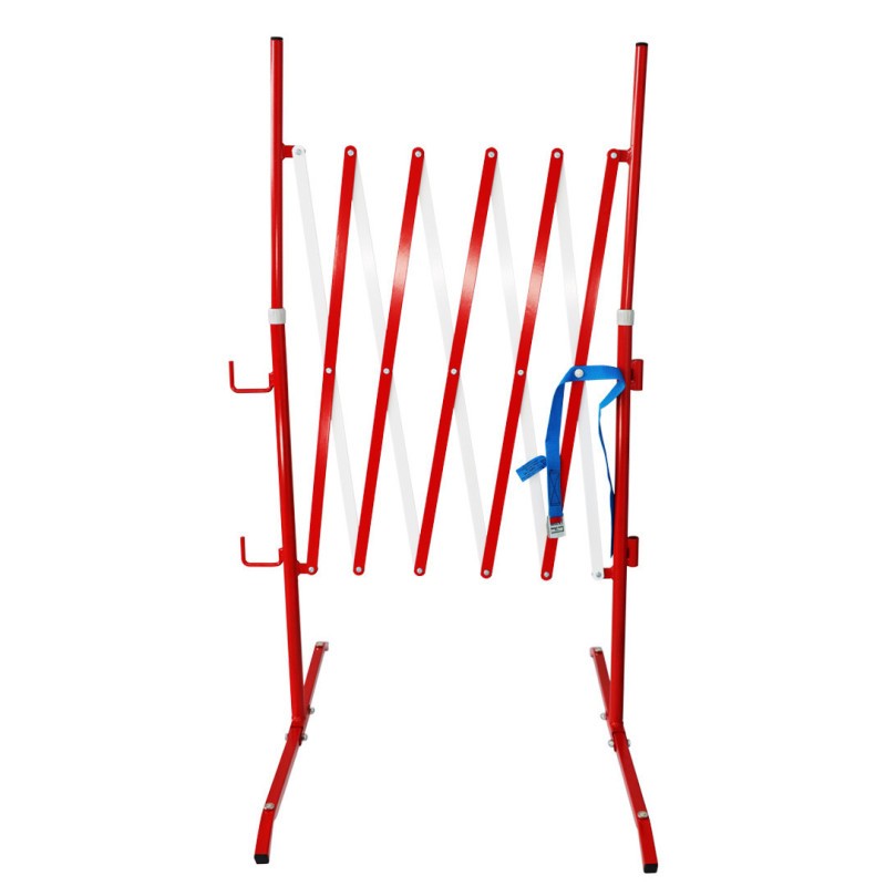 Barrière de sécurité extensible bloquer accès chantier LEM Select rouge blanche en métal
