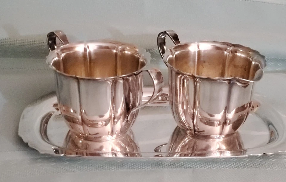 Juego de crema y azucarero abierto Eagle Wm Rogers plateado vintage con bandeja Foto 2 de 4