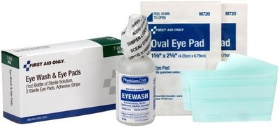 5-Piece Eye Wash Kit with Oval Eye Pads, First Aid Adhesive Strips & Emergency E