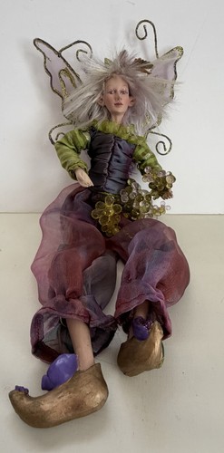 VTG Windward Whimsical Purple Green Grapes Shelf Sitter Hanging Fairy Decor
