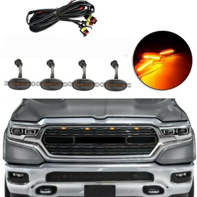 4pcs 12-LED for RAM 1500 Rauch Vorne Grille-Led Bernstein Licht Raptor Stil Etui