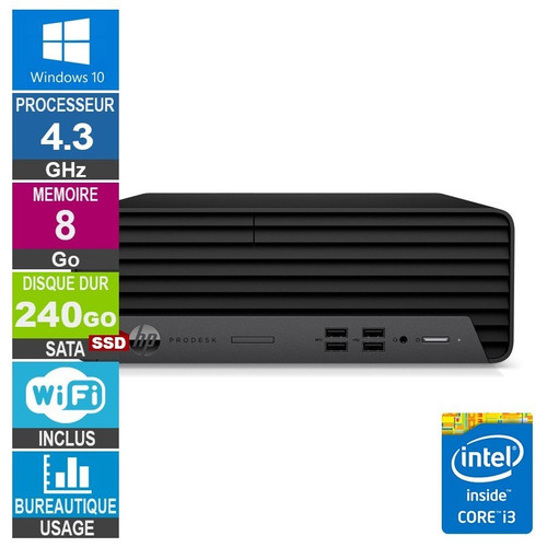 HP ProDesk 400 G7 SFF i3-10100 4.30GHz 8Go/240Go SSD Wifi W10 - Photo 1/1