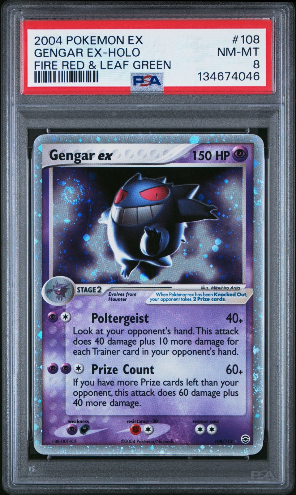 2004 POKEMON EX FIRE RED & LEAF GREEN #108 GENGAR EX-HOLO PSA 8