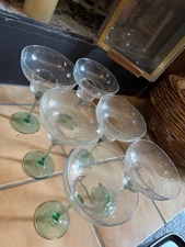 Vintage Classic Stylish Antique Crisa Margarita Handblown Crystal Green Glass #6