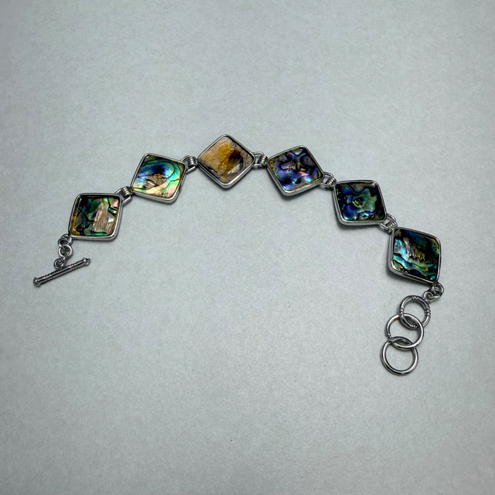 Abalone Shell Toggle Bracelet Iridescent Statemen… - image 6