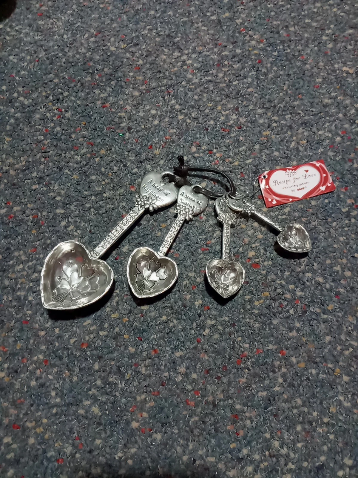 Ganz silverplate metal 'Recipe for Love' Measuring Spoons Set heart shaped