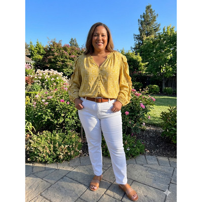Button down Yellow v neck Ruffle sleeves tunic top Corragecore prairie Sz-3x