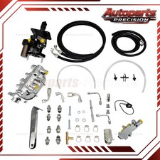 Universal Hydro Hydraulic Power Brake Booster Chrome Master Disc Drum Hose Kit