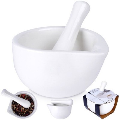 Mörser mit Stößel Porzellan Weiß Gewürzmörser EXCELLENT HOUSEWARE 259319