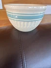 Vintage Hull Ware Aqua Blue Stripe Bowl A1-5 1/2"  Vertical Ribbed 1930’s