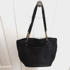 Michael Kors Black Saffiano Jet Set Travel Chain Tote Bag Purse 15"L x 12"H x3"D