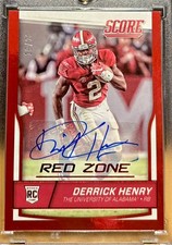 2016 Score Rookie Autographs Red Zone DERRICK HENRY Auto /20 Rookie Card RC. rookie card picture