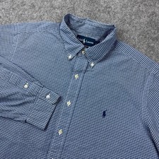 Polo Ralph Lauren Shirt Mens XL Blue Gingham Classic Fit Long Sleeve Button Down