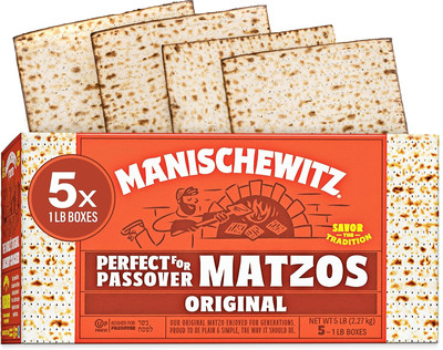 Manischewitz Original Passover Matzo 5 Pack 16 Ounce Kosher Non GMO Snack