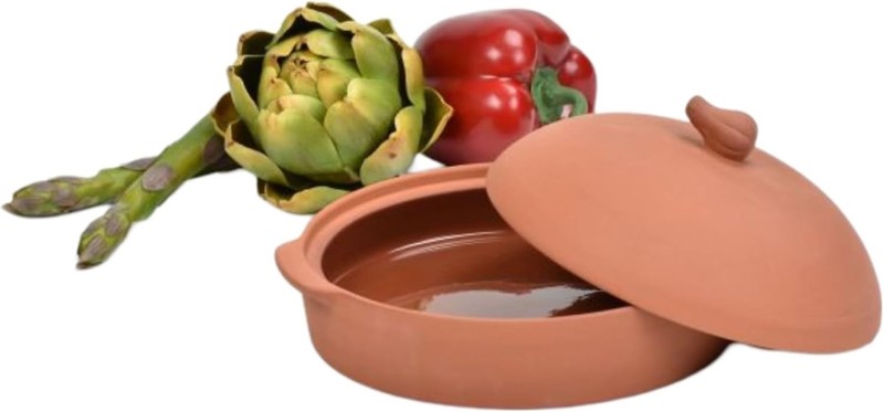 Terra Cotta Garlic Roaster - 7.5” Clay Roasting Dish w/Lid, Oven & Microwave