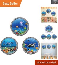 3-Piece Waterproof Ocean Animals Wall Stickers - Sea Turtles, Dolphins Fishes