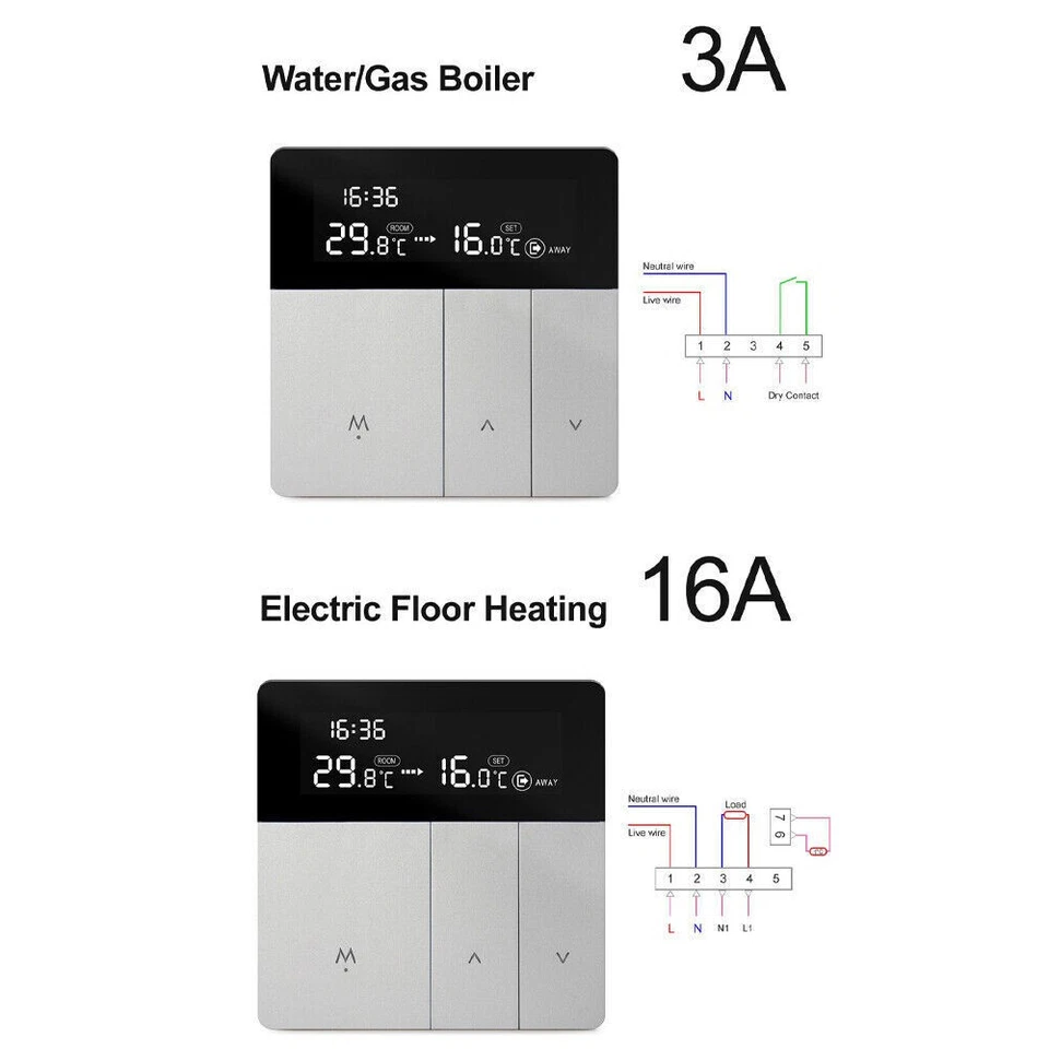 Tuya WiFi Thermostat 16A Smart Touch Warm Floor Heating Temperature Controller - Image 4 of 4