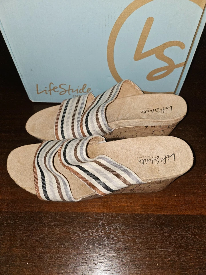 Sandalias de tacón de cuña múltiple grises DIVINE LIFE STRIDE - talla 9 1/2 M Foto 4 de 4