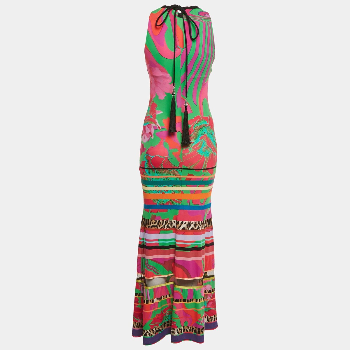 Roberto Cavalli Multicolor Printed Jersey Maxi Dress S