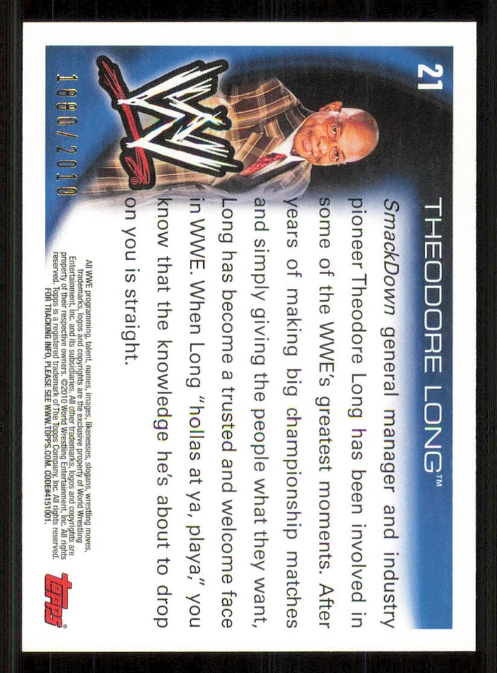 2010 Topps WWE Blue #21 Theodore Long /2010 - Image 2 of 2