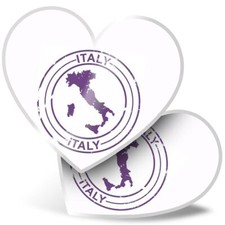 2 x Heart Stickers 15 cm - Beautiful Italian Purple Map Italy #9211