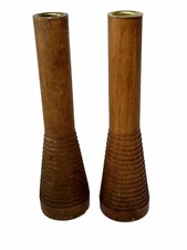 Vintage Wood Beehive Bobbins  2 Spindles Candle Holders Primitive Country *READ*