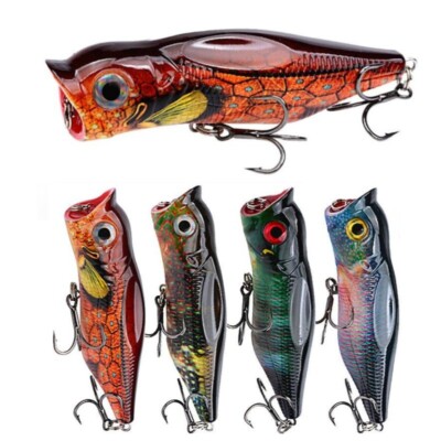4PCS Hard Popper Fishing Lures Crankbait Artificial Bait Trolling Swimbait  Trout | eBay