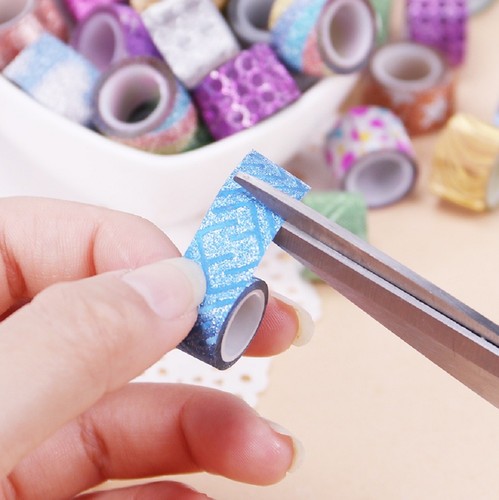 Mini Glitter Washi Tape Roll Paper Self Adhesive Sticky Craft Border Christmas - Picture 6 of 12