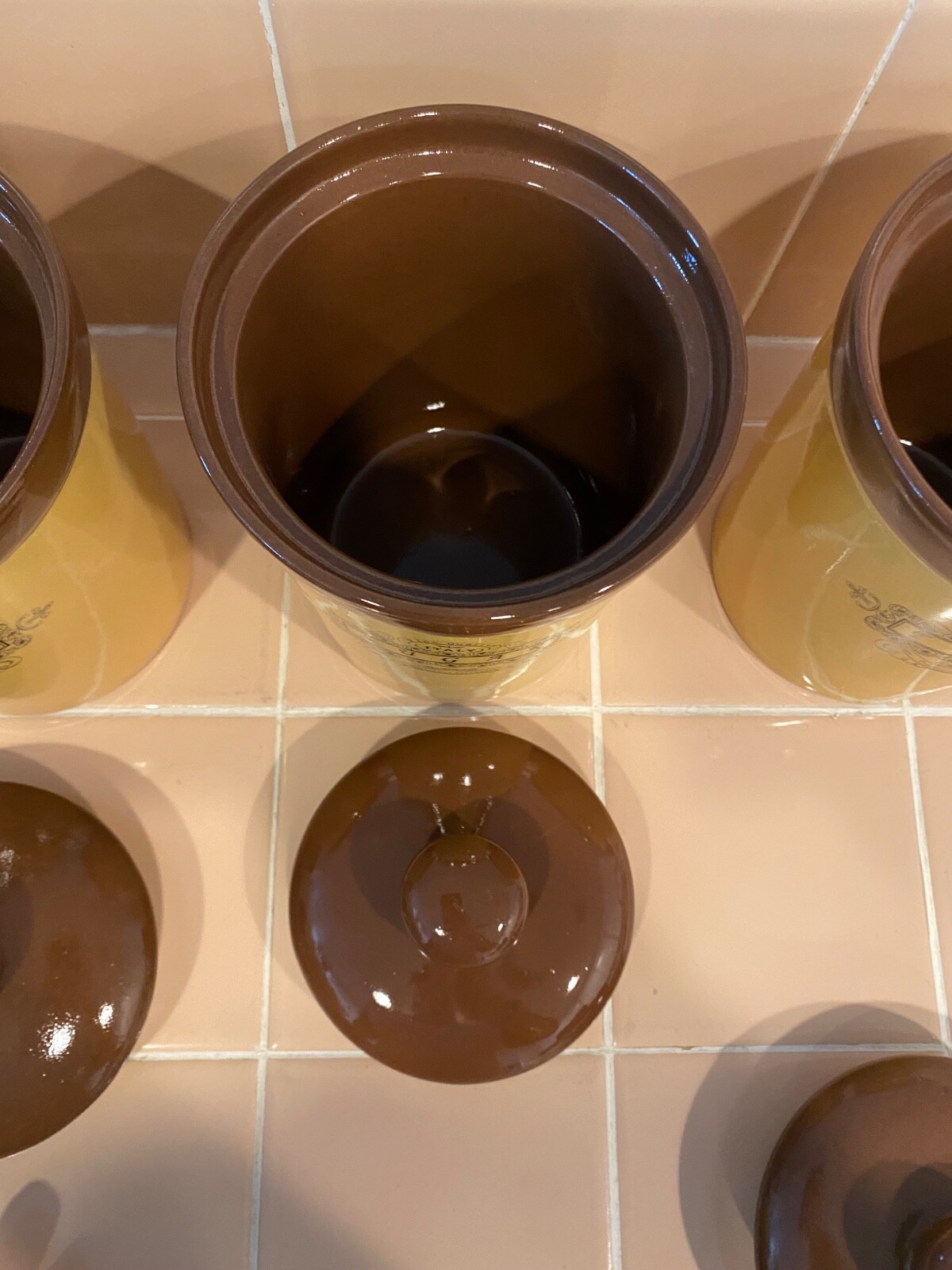 Canister Set Of4 Italy Terracotta Rich Earth Tones Well Made. 4.5” never used.