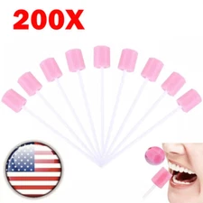 200PC Disposable Oral Care Sponge Swabs Tooth Cleaning Mouth Swab With Sticks