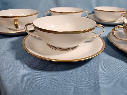 BARONET Eschenbach CHINA REGINA 3 CREAM SOUP BOWLS W/HANDLES & 3 SAUCERS RARE - Picture 2 of 14