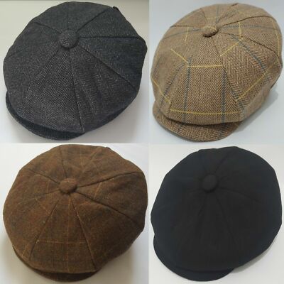 Peaky Blinders Mütze Zeitungsjunge Flatcap Fischgrät Tweed Wolle Baker Boy Gatsby One