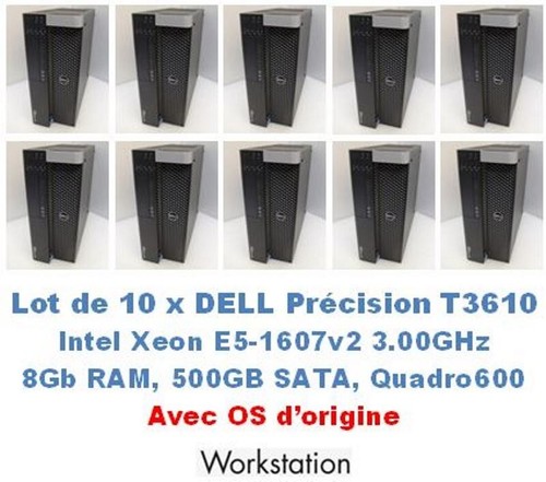 LOT de 10 : Dell Precision T3610 Xeon E5-1607v2 3GHz QC 8Go RAM 500GB SATA + OS - Photo 2/8