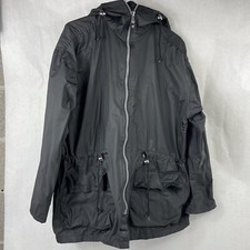 Wippette Black Vinyl Rainthings Jacket Hoodie Womens Size Medium Vtg