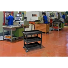 Black Plastic Tub Cart 3-Shelf Storage High Quality Durable 18 in X 35 in 