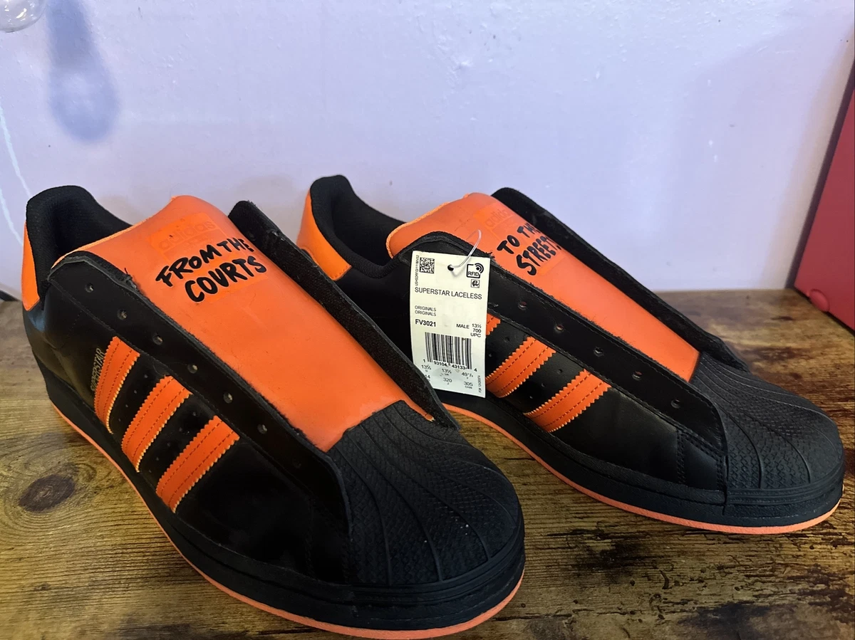 lysere Nøjagtig Natura Adidas Superstar Laceless Black Solar Orange size 14 | eBay