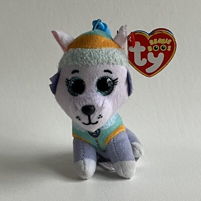 TY Beanie Boos Paw Patrol EVEREST 4” Husky Dog Plush Stuffed Animal With  Clip