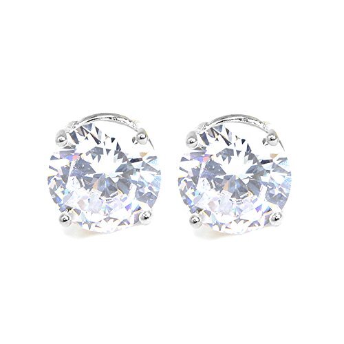 4mm CZ Stud Earrings Stainless Steel Round for Men & Women-image