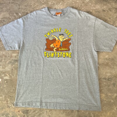 Vintage 2003 Flintstones  Twinkle Toes  Fred Graphic Tee Gray L/XL Mexico Y2K