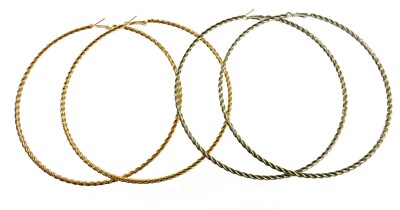 Thin Large Fashion Hoop Earrings 12cm Rope Twisted Oversize Plain